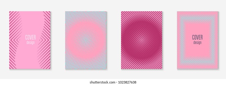 Gradient cover template set. Minimal trendy layout with halftone. Futuristic gradient cover template for banner, presentation and brochure. Minimalistic colorful shapes. Abstract business illustration
