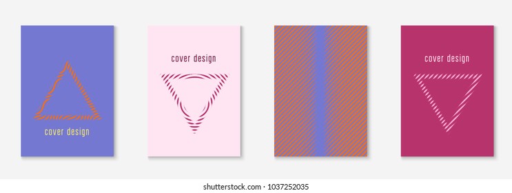 Gradient cover template set. Minimal trendy layout with halftone. Futuristic gradient cover template for banner, presentation and brochure. Minimalistic colorful shapes. Abstract business illustration