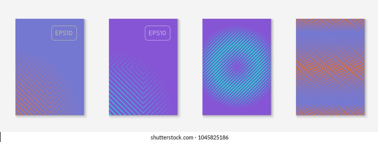 Gradient cover template set. Minimal trendy layout with halftone. Futuristic gradient cover template for banner, presentation and brochure. Minimalistic colorful shapes. Abstract business illustration