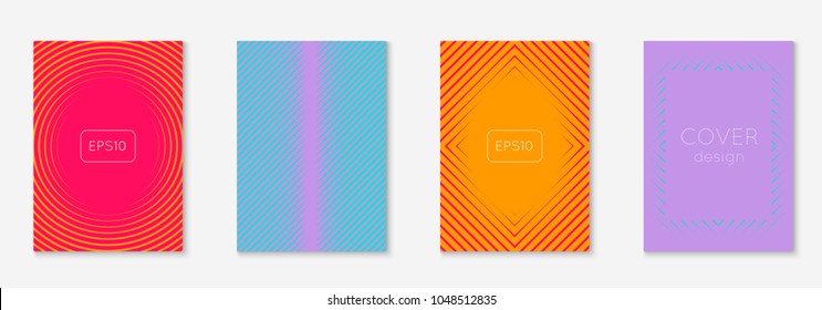Gradient cover template set. Minimal trendy layout with halftone. Futuristic gradient cover template for banner, presentation and brochure. Minimalistic colorful shapes. Abstract business illustration