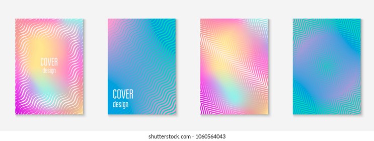 Gradient cover template set. Minimal trendy layout with halftone. Futuristic gradient cover template for banner, presentation and brochure. Minimalistic colorful shapes. Abstract business illustration