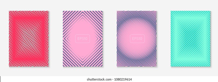 Gradient cover template set. Minimal trendy layout with halftone. Futuristic gradient cover template for banner, presentation and brochure. Minimalistic colorful shapes. Abstract business illustration