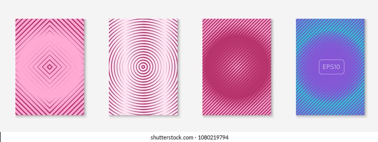 Gradient cover template set. Minimal trendy layout with halftone. Futuristic gradient cover template for banner, presentation and brochure. Minimalistic colorful shapes. Abstract business illustration