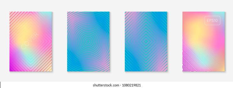 Gradient cover template set. Minimal trendy layout with halftone. Futuristic gradient cover template for banner, presentation and brochure. Minimalistic colorful shapes. Abstract business illustration