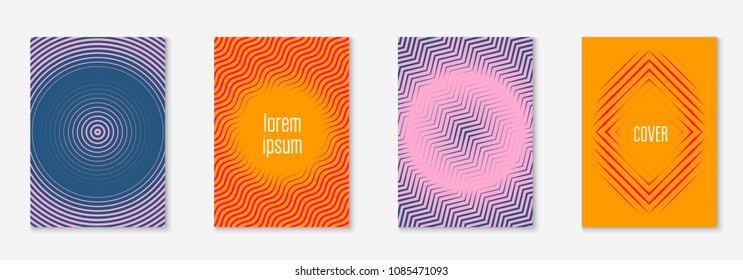 Gradient cover template set. Minimal trendy layout with halftone. Futuristic gradient cover template for banner, presentation and brochure. Minimalistic colorful shapes. Abstract business illustration