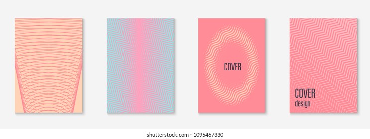 Gradient cover template set. Minimal trendy layout with halftone. Futuristic gradient cover template for banner, presentation and brochure. Minimalistic colorful shapes. Abstract business illustration