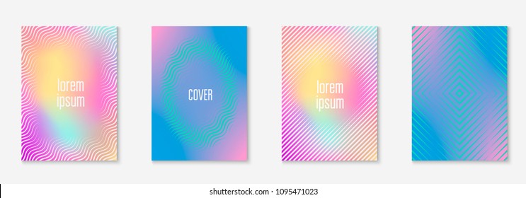 Gradient cover template set. Minimal trendy layout with halftone. Futuristic gradient cover template for banner, presentation and brochure. Minimalistic colorful shapes. Abstract business illustration