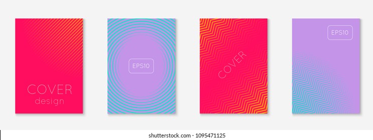 Gradient cover template set. Minimal trendy layout with halftone. Futuristic gradient cover template for banner, presentation and brochure. Minimalistic colorful shapes. Abstract business illustration