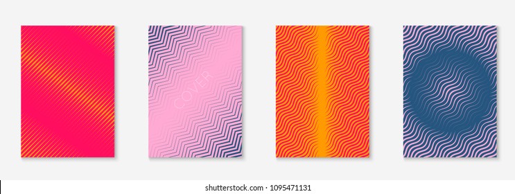 Gradient cover template set. Minimal trendy layout with halftone. Futuristic gradient cover template for banner, presentation and brochure. Minimalistic colorful shapes. Abstract business illustration