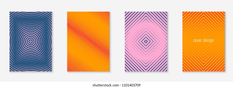 Gradient cover template set. Minimal trendy layout with halftone. Futuristic gradient cover template for banner, presentation and brochure. Minimalistic colorful shapes. Abstract business illustration