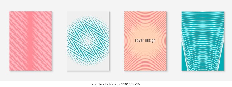 Gradient cover template set. Minimal trendy layout with halftone. Futuristic gradient cover template for banner, presentation and brochure. Minimalistic colorful shapes. Abstract business illustration