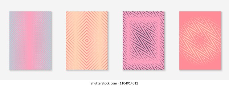 Gradient cover template set. Minimal trendy layout with halftone. Futuristic gradient cover template for banner, presentation and brochure. Minimalistic colorful shapes. Abstract business illustration