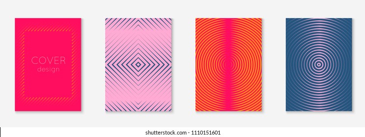 Gradient cover template set. Minimal trendy layout with halftone. Futuristic gradient cover template for banner, presentation and brochure. Minimalistic colorful shapes. Abstract business illustration