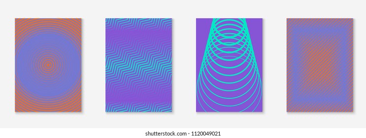 Gradient cover template set. Minimal trendy layout with halftone. Futuristic gradient cover template for banner, presentation and brochure. Minimalistic colorful shapes. Abstract business illustration