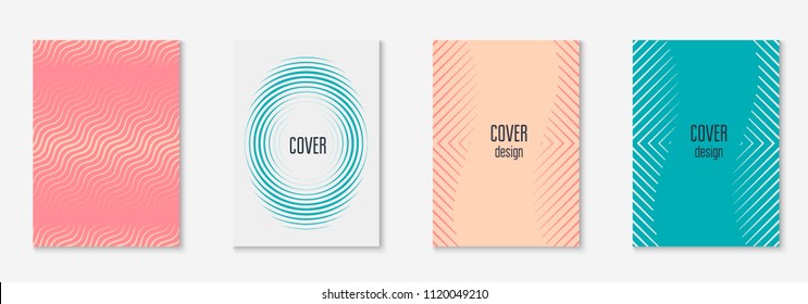 Gradient cover template set. Minimal trendy layout with halftone. Futuristic gradient cover template for banner, presentation and brochure. Minimalistic colorful shapes. Abstract business illustration