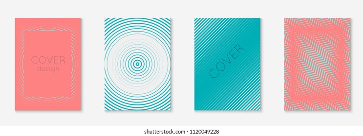 Gradient cover template set. Minimal trendy layout with halftone. Futuristic gradient cover template for banner, presentation and brochure. Minimalistic colorful shapes. Abstract business illustration
