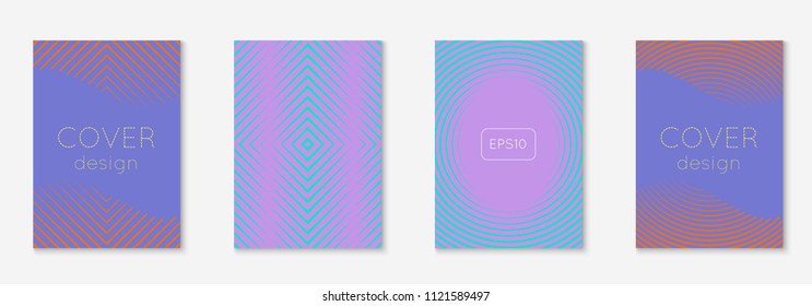 Gradient cover template set. Minimal trendy layout with halftone. Futuristic gradient cover template for banner, presentation and brochure. Minimalistic colorful shapes. Abstract business illustration