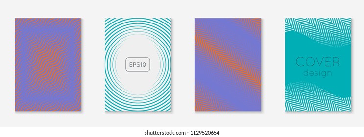 Gradient cover template set. Minimal trendy layout with halftone. Futuristic gradient cover template for banner, presentation and brochure. Minimalistic colorful shapes. Abstract business illustration