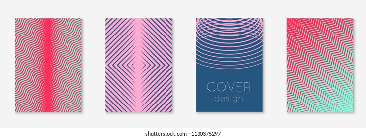Gradient cover template set. Minimal trendy layout with halftone. Futuristic gradient cover template for banner, presentation and brochure. Minimalistic colorful shapes. Abstract business illustration
