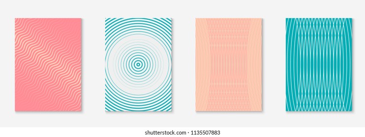 Gradient cover template set. Minimal trendy layout with halftone. Futuristic gradient cover template for banner, presentation and brochure. Minimalistic colorful shapes. Abstract business illustration