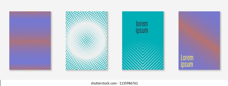 Gradient cover template set. Minimal trendy layout with halftone. Futuristic gradient cover template for banner, presentation and brochure. Minimalistic colorful shapes. Abstract business illustration