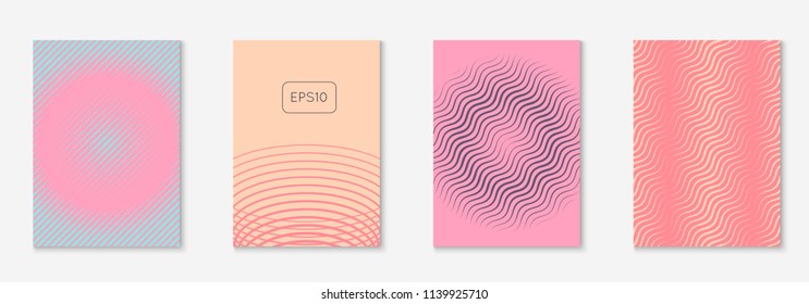 Gradient cover template set. Minimal trendy layout with halftone. Futuristic gradient cover template for banner, presentation and brochure. Minimalistic colorful shapes. Abstract business illustration