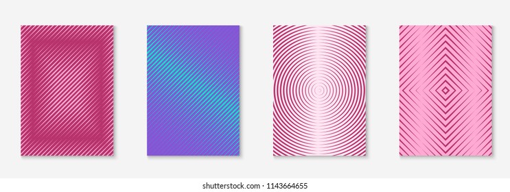 Gradient cover template set. Minimal trendy layout with halftone. Futuristic gradient cover template for banner, presentation and brochure. Minimalistic colorful shapes. Abstract business illustration