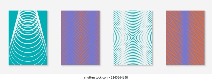 Gradient cover template set. Minimal trendy layout with halftone. Futuristic gradient cover template for banner, presentation and brochure. Minimalistic colorful shapes. Abstract business illustration