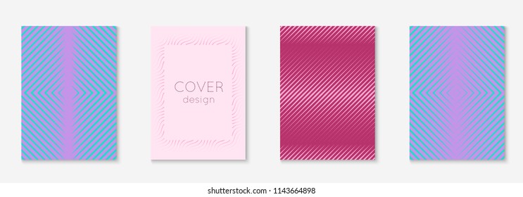 Gradient cover template set. Minimal trendy layout with halftone. Futuristic gradient cover template for banner, presentation and brochure. Minimalistic colorful shapes. Abstract business illustration