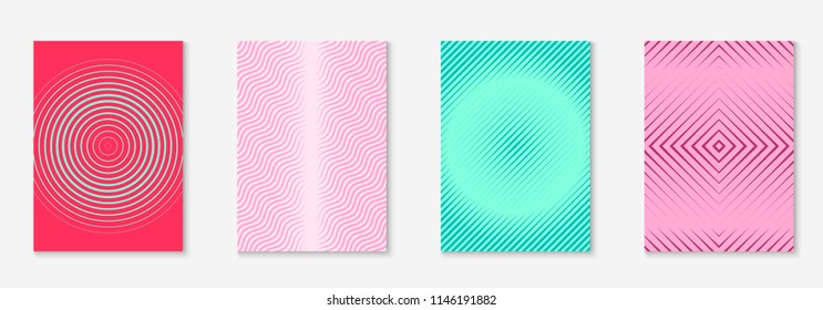 Gradient cover template set. Minimal trendy layout with halftone. Futuristic gradient cover template for banner, presentation and brochure. Minimalistic colorful shapes. Abstract business illustration