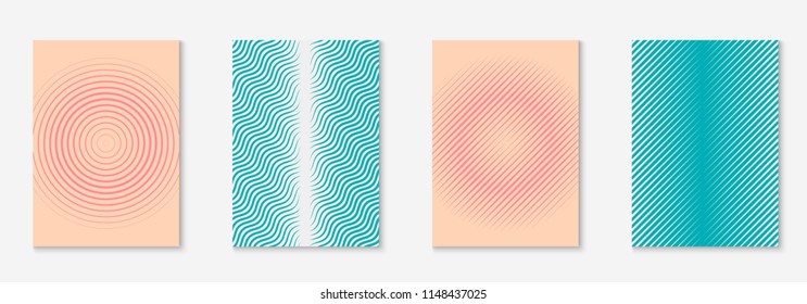 Gradient cover template set. Minimal trendy layout with halftone. Futuristic gradient cover template for banner, presentation and brochure. Minimalistic colorful shapes. Abstract business illustration