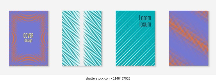 Gradient cover template set. Minimal trendy layout with halftone. Futuristic gradient cover template for banner, presentation and brochure. Minimalistic colorful shapes. Abstract business illustration