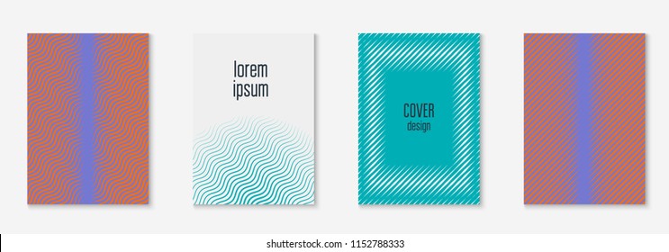 Gradient cover template set. Minimal trendy layout with halftone. Futuristic gradient cover template for banner, presentation and brochure. Minimalistic colorful shapes. Abstract business illustration