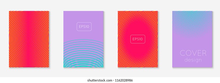Gradient cover template set. Minimal trendy layout with halftone. Futuristic gradient cover template for banner, presentation and brochure. Minimalistic colorful shapes. Abstract business illustration