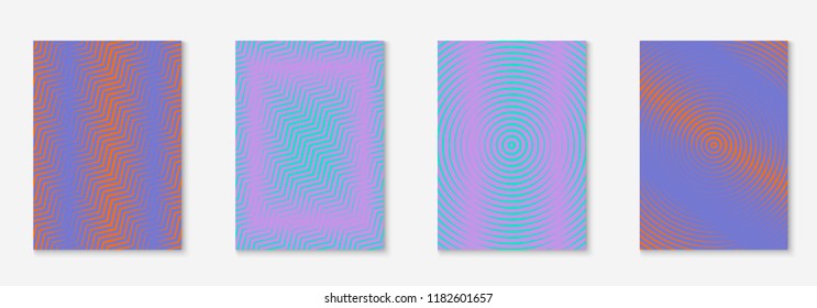 Gradient cover template set. Minimal trendy layout with halftone. Futuristic gradient cover template for banner, presentation and brochure. Minimalistic colorful shapes. Abstract business illustration