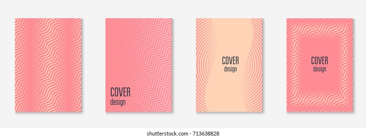 Gradient cover template set. Minimal trendy layout with halftone. Futuristic gradient cover template for banner, presentation and brochure. Minimalistic colorful shapes. Abstract business illustration