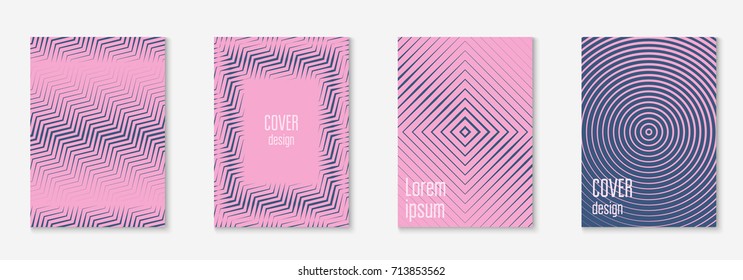 Gradient cover template set. Minimal trendy layout with halftone. Futuristic gradient cover template for banner, presentation and brochure. Minimalistic colorful shapes. Abstract business illustration