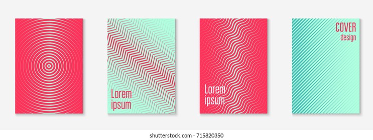 Gradient cover template set. Minimal trendy layout with halftone. Futuristic gradient cover template for banner, presentation and brochure. Minimalistic colorful shapes. Abstract business illustration