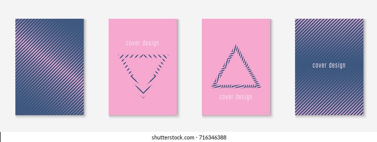 Gradient cover template set. Minimal trendy layout with halftone. Futuristic gradient cover template for banner, presentation and brochure. Minimalistic colorful shapes. Abstract business illustration