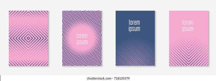 Gradient cover template set. Minimal trendy layout with halftone. Futuristic gradient cover template for banner, presentation and brochure. Minimalistic colorful shapes. Abstract business illustration