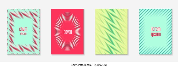 Gradient cover template set. Minimal trendy layout with halftone. Futuristic gradient cover template for banner, presentation and brochure. Minimalistic colorful shapes. Abstract business illustration