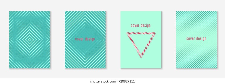 Gradient cover template set. Minimal trendy layout with halftone. Futuristic gradient cover template for banner, presentation and brochure. Minimalistic colorful shapes. Abstract business illustration