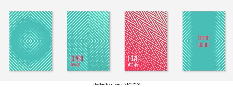 Gradient cover template set. Minimal trendy layout with halftone. Futuristic gradient cover template for banner, presentation and brochure. Minimalistic colorful shapes. Abstract business illustration