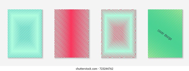 Gradient cover template set. Minimal trendy layout with halftone. Futuristic gradient cover template for banner, presentation and brochure. Minimalistic colorful shapes. Abstract business illustration