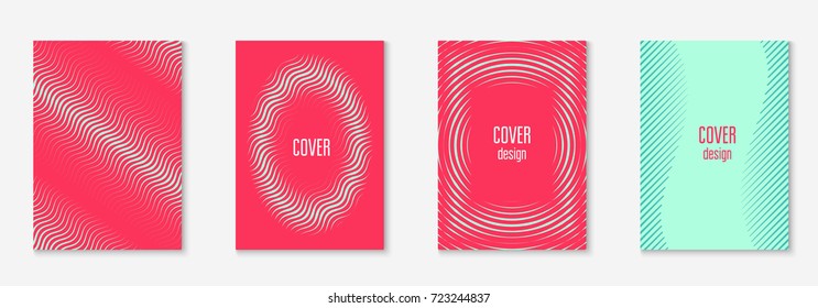 Gradient cover template set. Minimal trendy layout with halftone. Futuristic gradient cover template for banner, presentation and brochure. Minimalistic colorful shapes. Abstract business illustration