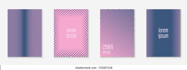 Gradient cover template set. Minimal trendy layout with halftone. Futuristic gradient cover template for banner, presentation and brochure. Minimalistic colorful shapes. Abstract business illustration