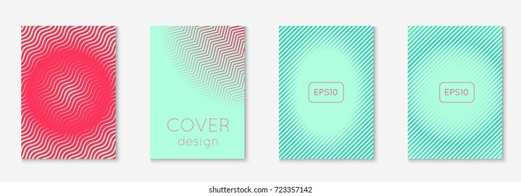 Gradient cover template set. Minimal trendy layout with halftone. Futuristic gradient cover template for banner, presentation and brochure. Minimalistic colorful shapes. Abstract business illustration