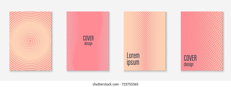 Gradient cover template set. Minimal trendy layout with halftone. Futuristic gradient cover template for banner, presentation and brochure. Minimalistic colorful shapes. Abstract business illustration