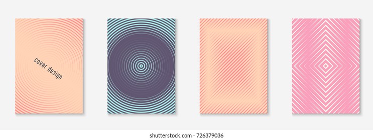 Gradient cover template set. Minimal trendy layout with halftone. Futuristic gradient cover template for banner, presentation and brochure. Minimalistic colorful shapes. Abstract business illustration