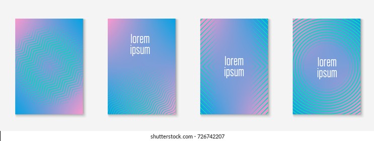 Vorlagensatz für die Farbabdeckung Minimale trendige Gestaltung mit halftone. Futuristische Farbverlauf-Titelvorlage für Banner, Präsentationen und Broschüren. Minimalistische bunt geformte Formen. Abstrakte Geschäftsgrafik